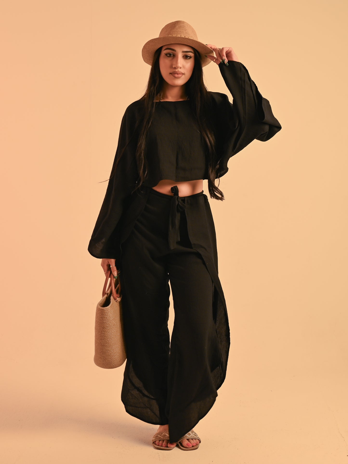 Black Linen Layered Adjustable Boho Set