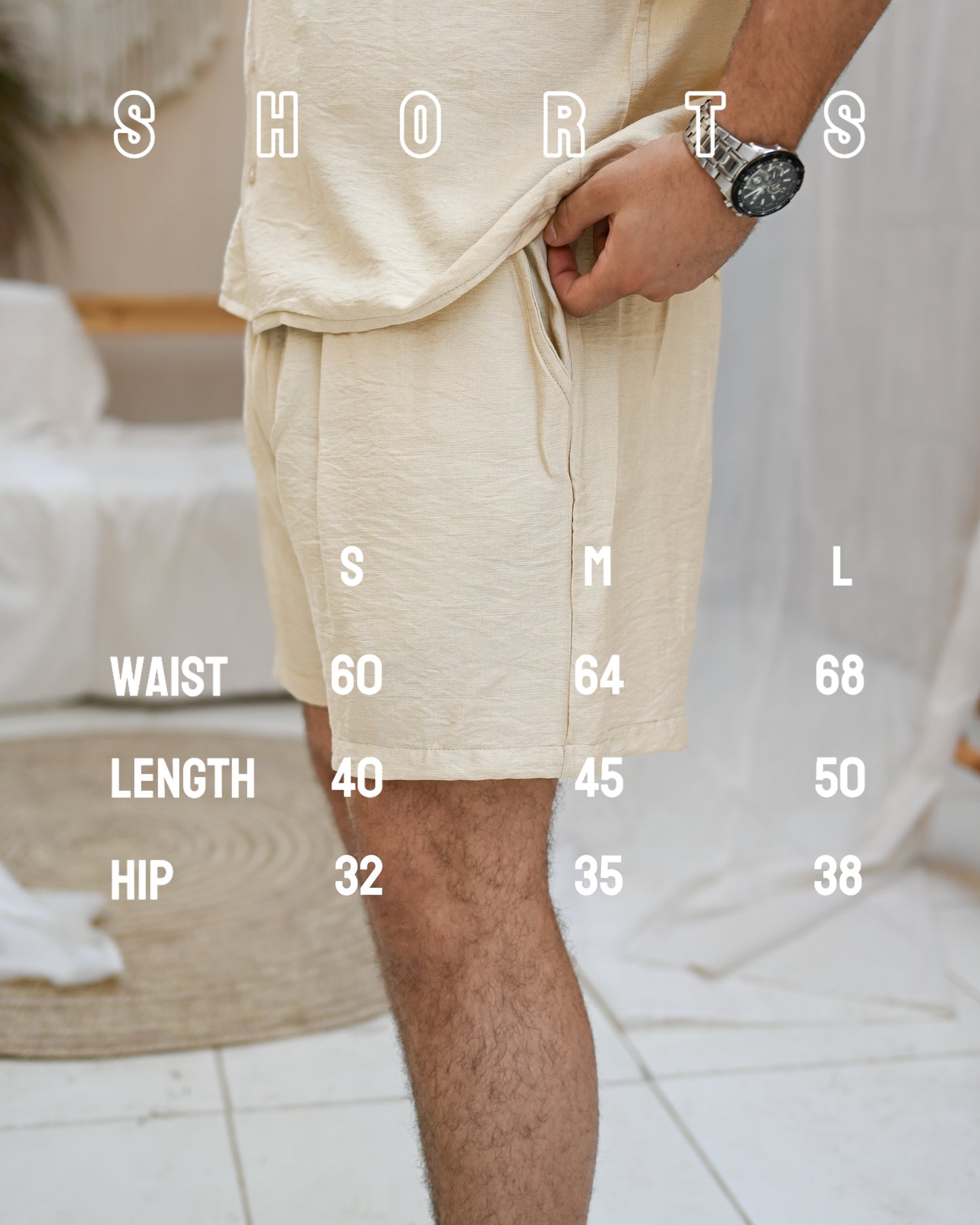 Beige Linen Shorts