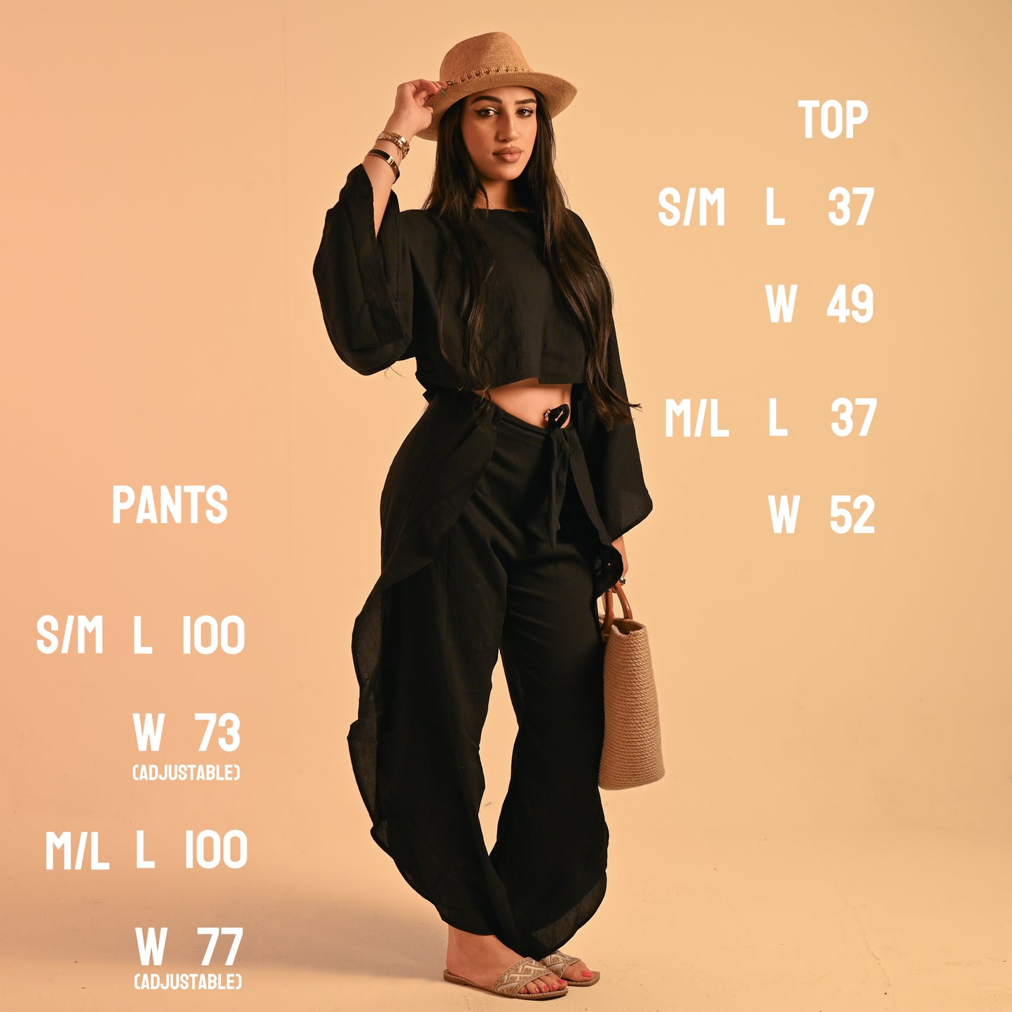 Black Linen Layered Adjustable Boho Set