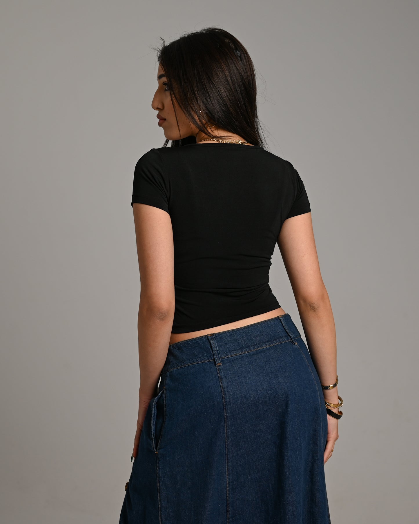 Black Basic Short Sleeve Top