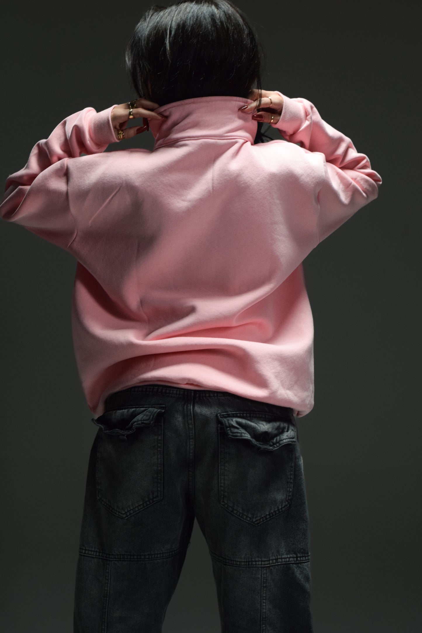 Pink Normal-Fitted quarter zip