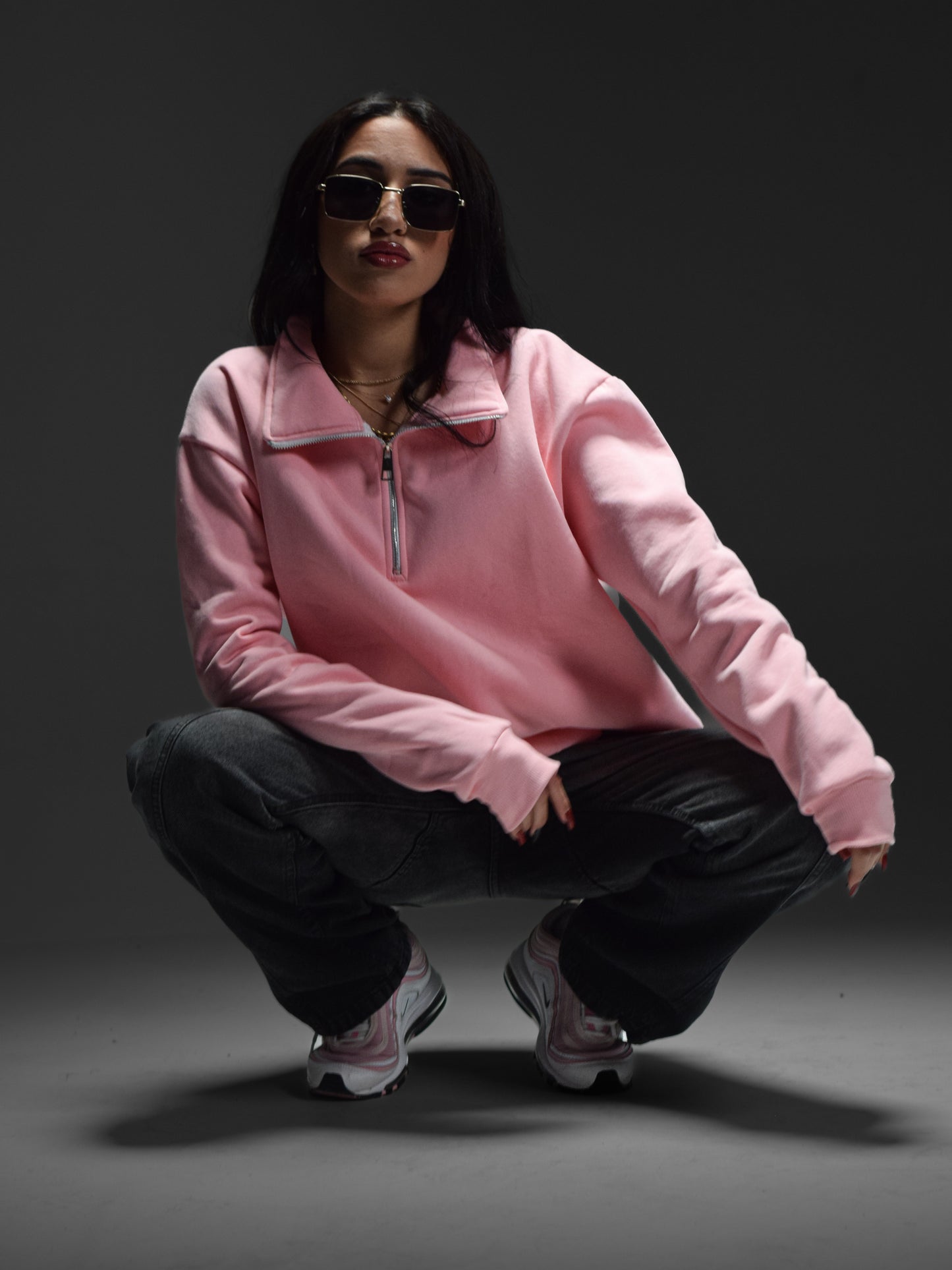 Pink Normal-Fitted quarter zip