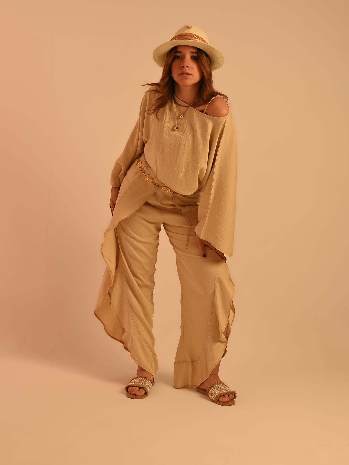 Beige Linen Layered Adjustable Boho Set