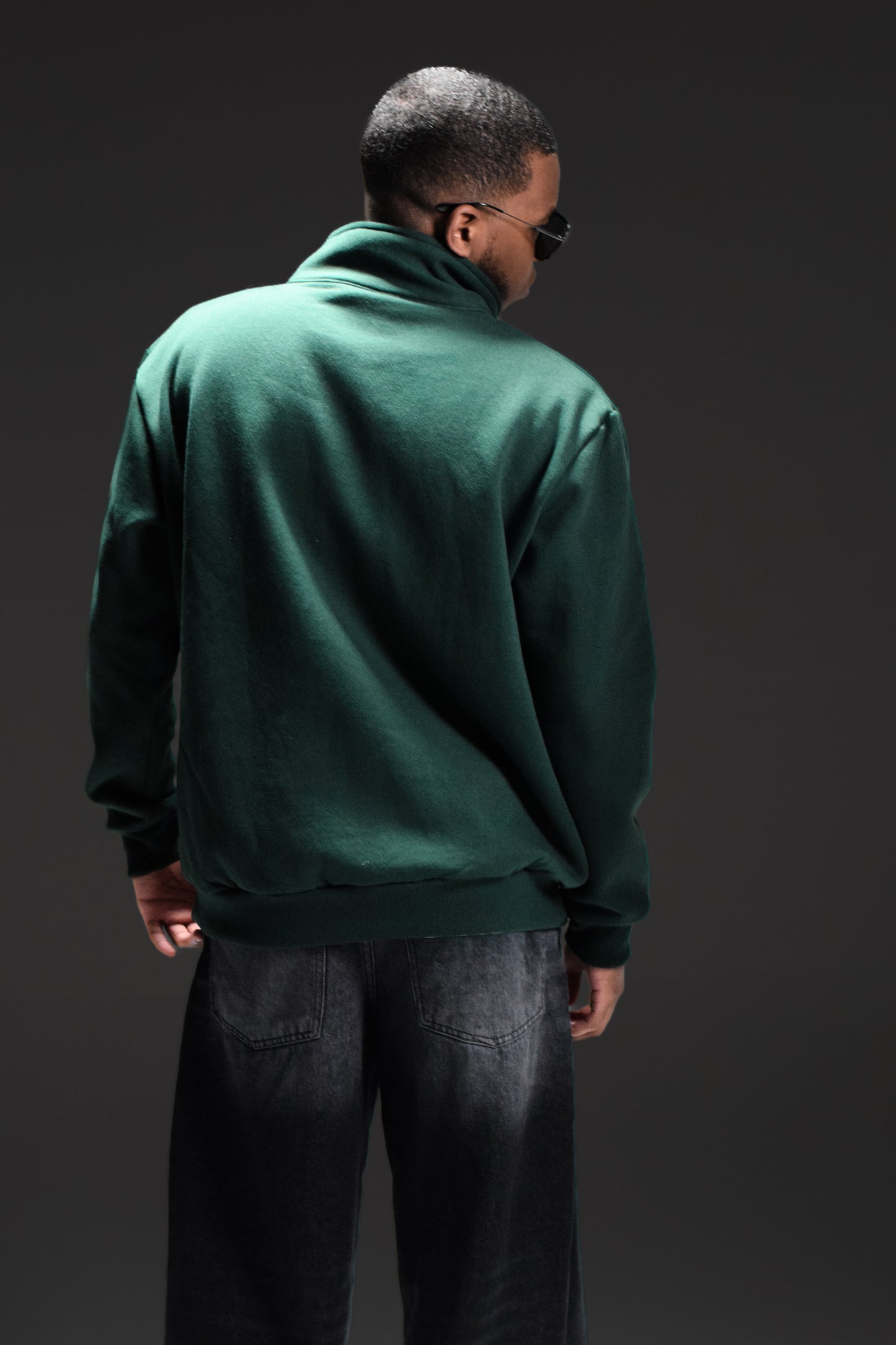 Dark green Normal-Fitted quarter zip