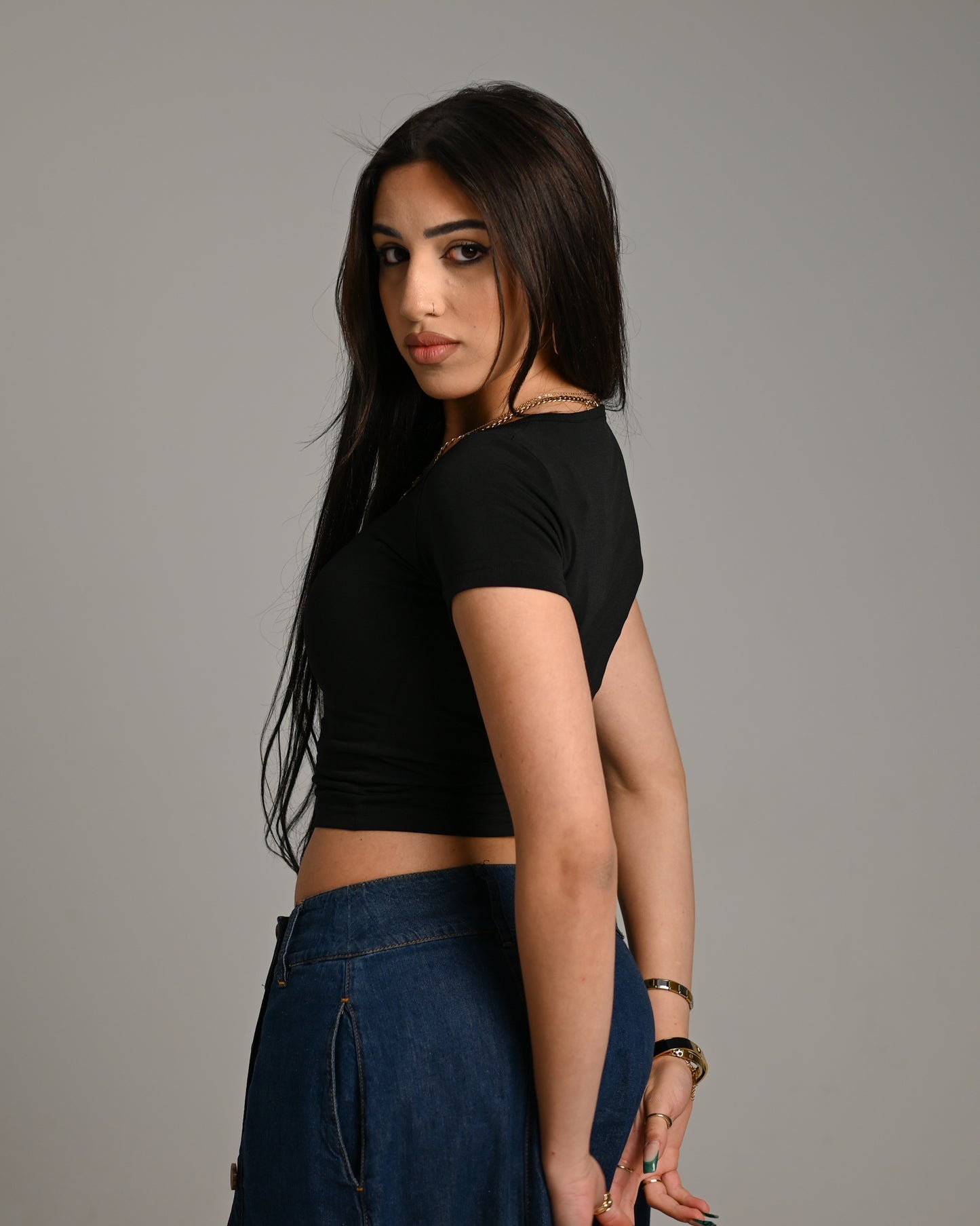 Black Basic Short Sleeve Top