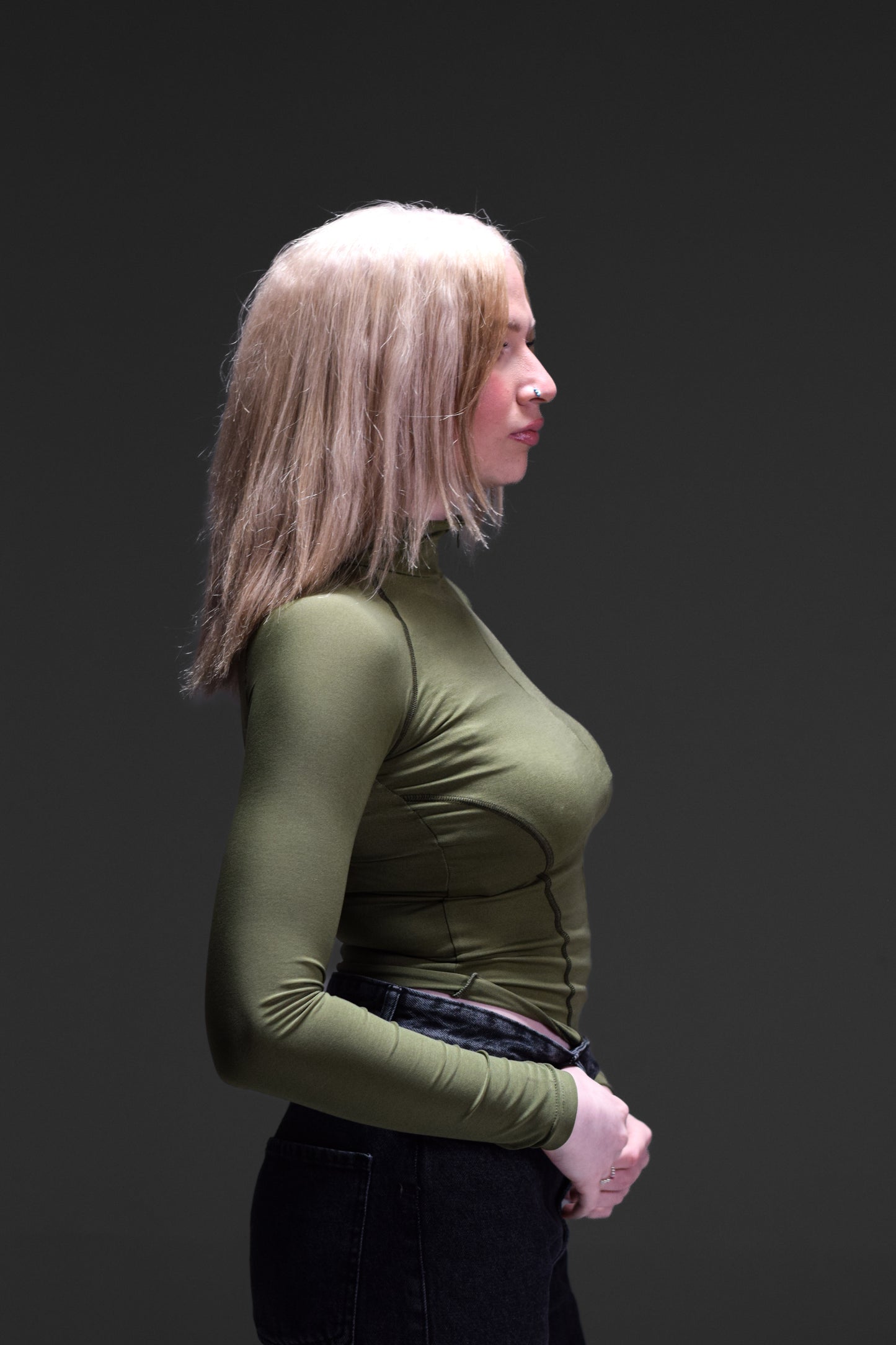 Olive green Long-sleeved top